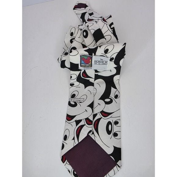 Vintage Disney Mickey Mouse Balancine Necktie Tie Black & White‎ Mouse - Picture 2 of 3